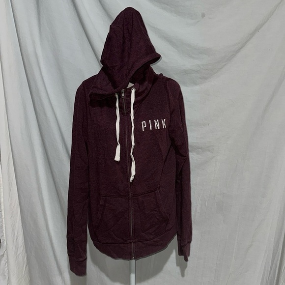 PINK Victoria's Secret Jackets & Blazers - purple & white PINK Victoria's Secret zip up hooded jacket size medium